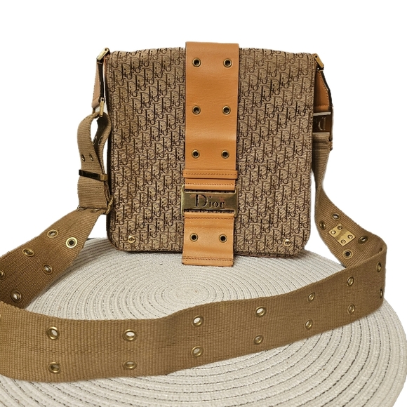 Dior Handbags - Vintage Christian Dior Trotter Messenger Bag Canvas & Leather Galliano Era